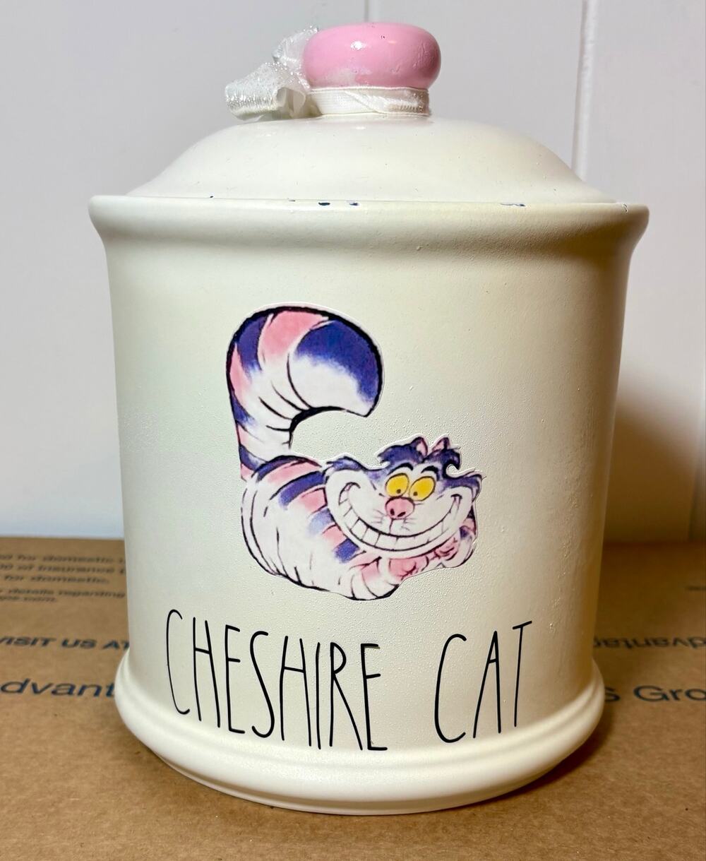 Alice in Wonderland Cheshire Cat Ceramic Canister Disney Rae Dunn Inspired